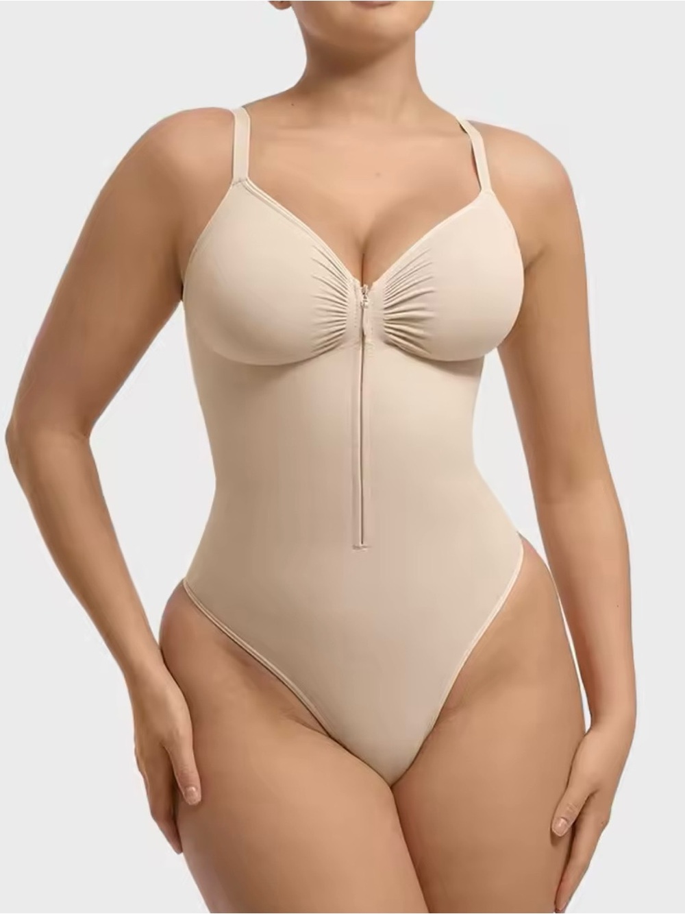 Women's Hot Pink Zip-Front One-Piece Swimsuit - Picture 4 of 5